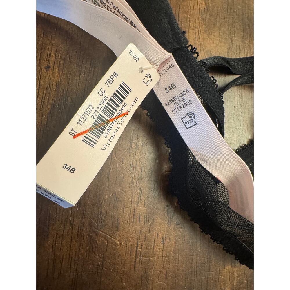 Victoria's secret very sexy electric orchid embroidery bra black blue 34B NWT - Picture 5 of 5
